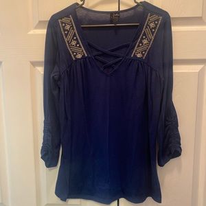 New Directions 3/4 Sleeve Navy Top